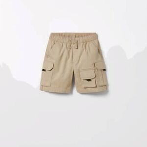 Zara size 7 boys pull on khaki cargo shorts outdoor extra pockets rock collectin